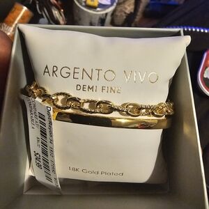 Argento Vivo Gold-Plated Chain and Bangle Bracelet Set